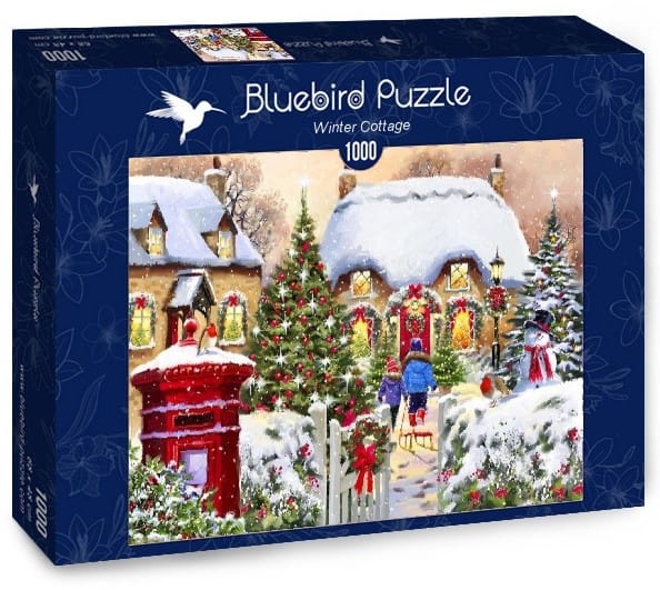 winter cottage puzzel  stukjes