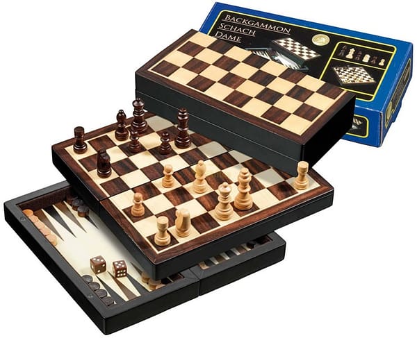 schaak dam backgammon koffer reiseditie